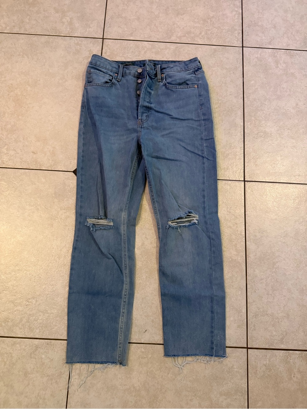 wild fable Distressed Straight-Leg Jeans in Light Blue
